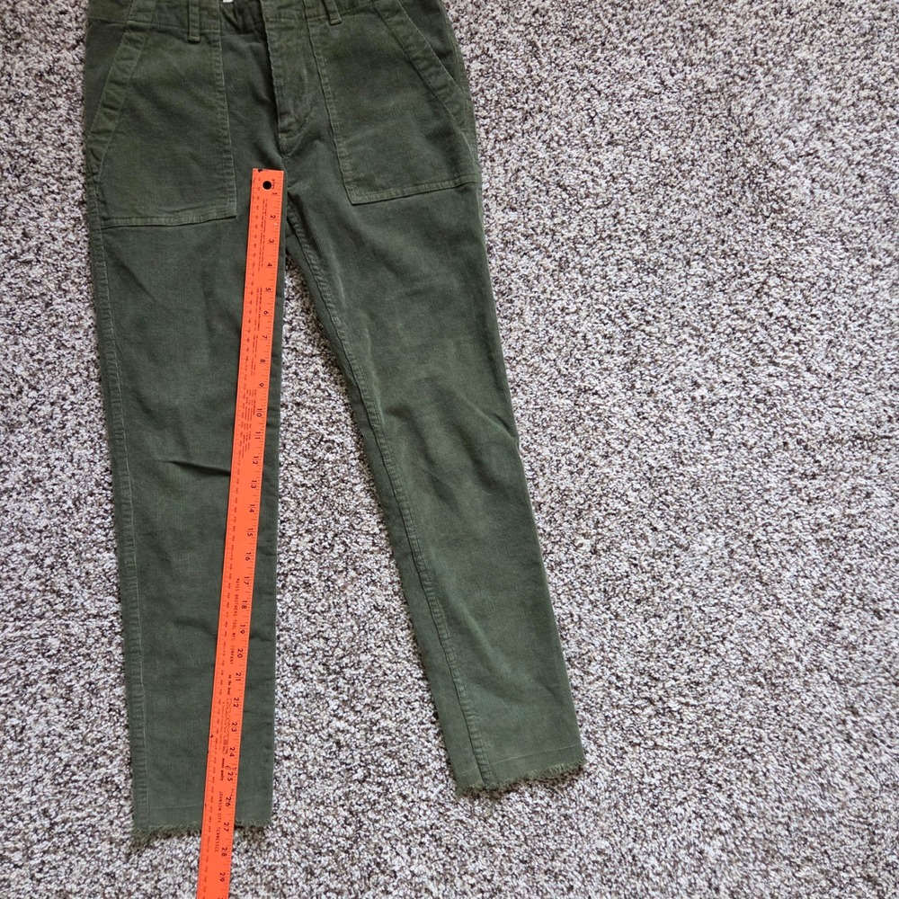 Nili Lotan Jenna Corduroy Pants Olive Green Slim Straight Raw Hem Womens Size 0 - Picture 4 of 7